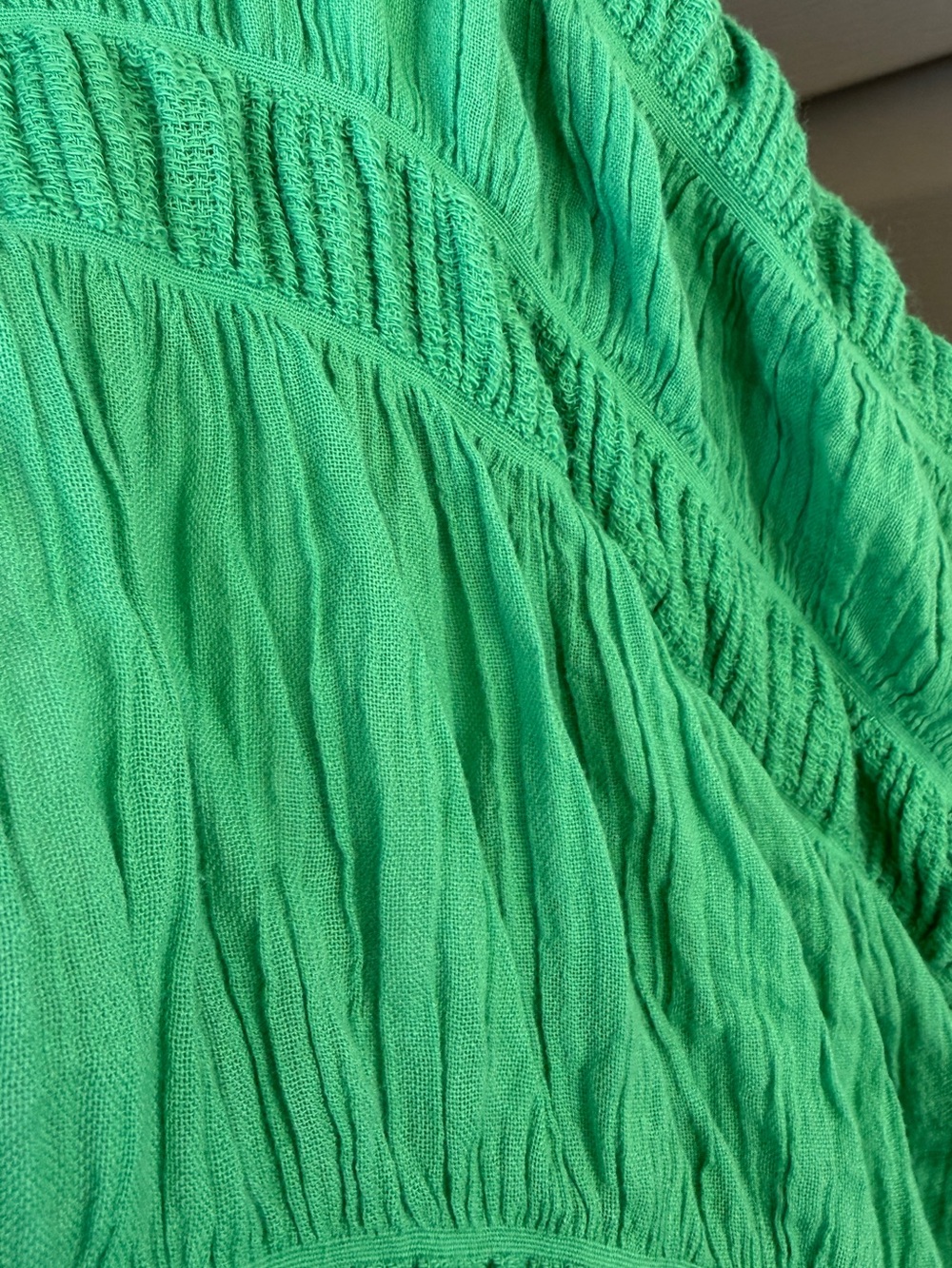 Anthropologie Maeve Ruched Side-Slit Kimono Green Smocked Top Sz OS - Picture 6 of 10